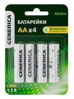 Батарейка щелочная Батарейка Alkaline LR06/AA GENERICA (4 шт) (ABT-LR06-ST-L04-G) ABT-LR06-ST-L04-G