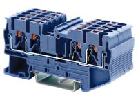 Клемма проходная, 4 точки подключения Клемма проходная, зажим push-in, 4 точки подключения, 2.5 кв.мм, синяя (VPR-2.5-QUATTRO-BU) VPR-2.5-QUATTRO-BU